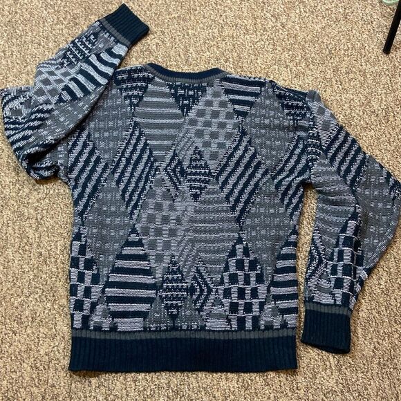 VTG, 80s Urban Works  Blend Sweater-Leather Trimmed Gray Black Size 8 Unisex - Picture 5 of 9